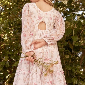 Vestido de primavera para niñas de 11 a 14 años, dulce vestido de malla estampado con cuello de fiesta de cumpleaños para niñas de 11 años para niños de 13 a 14 años - Product Image 5