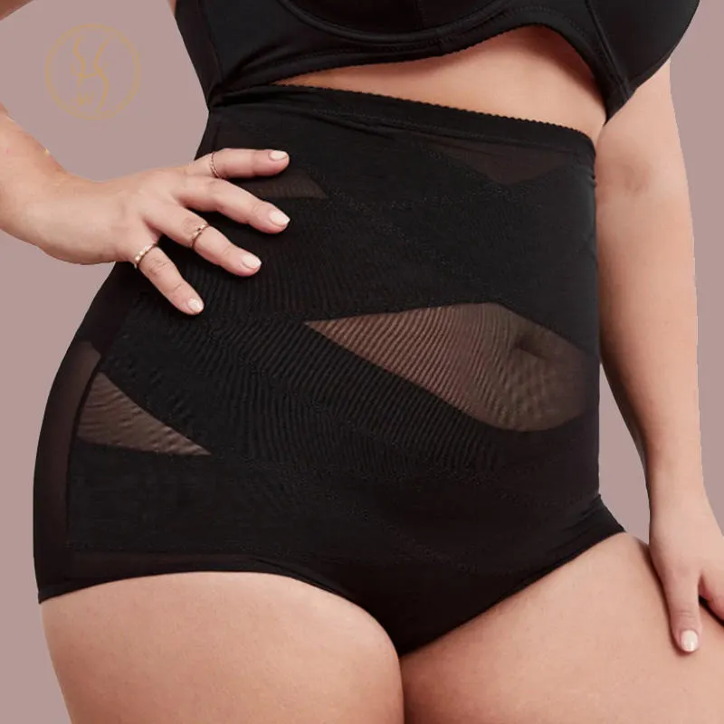 Cross Compression Atmungsaktive Nahtlose High Waist Trainer Unterwäsche Body Shaper Höschen Kontrast Mesh Shape wear Plus Size Shaper