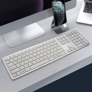 คีย์บอร์ดไร้สายบลูทูธ 2.4G แบบสองช่องสัญญาณ รุ่น Office Full Size Type C  แบบเงียบ  ชาร์จได้  ออกแบบตามหลักสรีรศาสตร์ สำหรับคอมพิวเตอร์ Windows - Product Image 1
