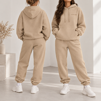 Ensemble de survêtement pour femme de haute qualité, personnalisé, décontracté, coupe longue et régulière, en molleton, 2 pièces, sweat-shirt et pantalon, écologique, 100% coton, hiver