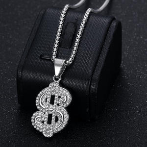 สร้อยคอจี้รูปสัญลักษณ์ดอลลาร์ ประดับเพชร ชุบทอง สแตนเลส สไตล์ฮิปฮอปแบบใหม่ - Product Image 2