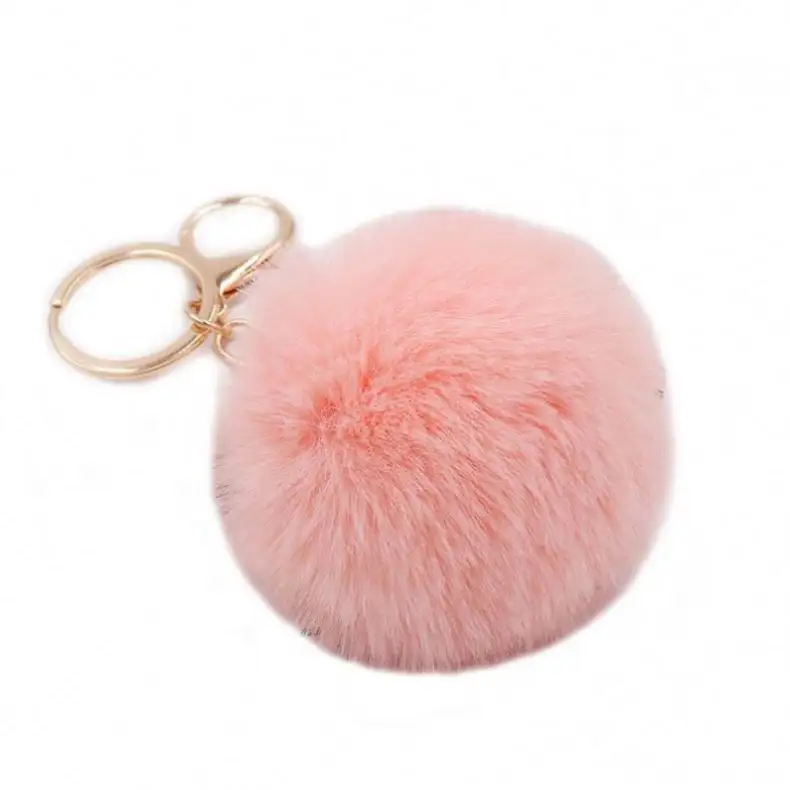 Portachiavi con pompon colorato soffice anello con sfera in pelliccia sintetica portachiavi da donna