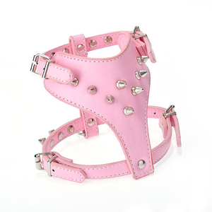 Leder <span class=keywords><strong>Spiked</strong></span> Studded <span class=keywords><strong>Dog</strong></span> Harness Pet Verstellbares Geschirr halsband für mittelgroße Hunde - Product Image 5