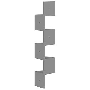 Living Room 48.4 Inch Tall Space-saving Wood Wall Mounted Display Unit Modern <strong>Grey</strong> <strong>Corner</strong> <strong>Shelf</strong> - Product Image 4