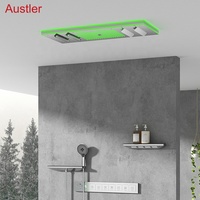 Douche de plafond encastrée Tik Tok avec LED et musique, 7 fonctions, mitigeur thermostatique mural en laiton