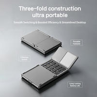 Clavier pliable ultra-fin 3-en-1 rechargeable sans fil avec pavé tactile pour iPad, Android et Windows