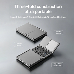 Tastiera Ultra-Sottile Pieghevole a 3 Sezioni, Ricaricabile, Portatile, Wireless con Touchpad <span class=keywords><strong>per</strong></span> <span class=keywords><strong>iPad</strong></span>, Android, Windows - Product Image 2