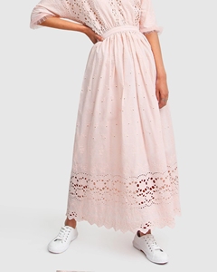 Robe longue brodée pour femmes, tenue de loisirs, élégante, rose, pour les dames, nouvelle collection d'été - Product Image 3