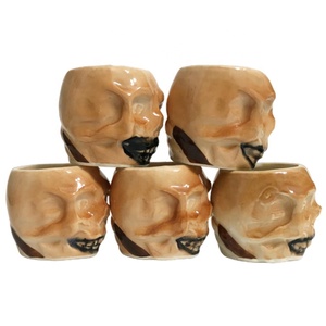 Ustom-Mini vaso de cerámica con dibujo de cráneo y <span class=keywords><strong>Tequila</strong></span>, vasos de sublimación góticos para whiskey, venta al por mayor - Product Image 3