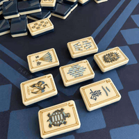 En gros, en stock : Jeu de Mahjong américain Wine Blue Sunday personnalisé, 160 tuiles gravées, en acrylique 4 couches, coffret de voyage de luxe