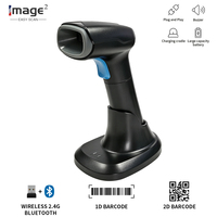 Escáner de Códigos de Barras Inalámbrico 2.4G, Lector de Códigos QR 1D y 2D con Base de Carga, Escáner de Manos Libres para Tiendas