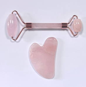 Rodillo facial de cuarzo rosa y jade de alta calidad, precio mayorista de fábrica en China, herramienta de masaje para relajación muscular facial. - Product Image 1