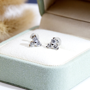 Boucles d'oreilles rondes en argent S925 avec diamants Messi Jewelry MSE-884 pour femmes - Product Image 1