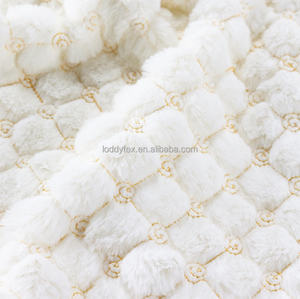 豪華ふわふわ超ソフト100%ポリエステル織物ブランケットロングプラッシュキルティングフェイクラビットファー生地ガーメントバッグ女の子用 - Product Image 4