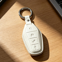 Housse de clé de voiture en cuir de luxe pour BYD Han EV/Tang DM, étui pour clé de voiture à 4 boutons, protection anti-rayures Yuan