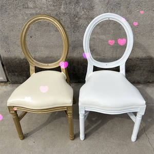 Chaise longue de luxe rembourrée, style Louis XV, en tissu beige, chaise d'hôtel, lot de <span class=keywords><strong>2</strong></span>, dossier en rotin, chaise de café - Product Image 3