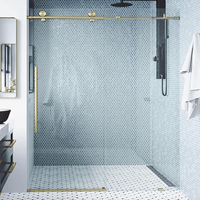 Kamar mandi kaca bening mewah, layar Pancuran pintu kamar mandi geser dua lipat Modern Tempered lurus dengan bingkai Aluminium