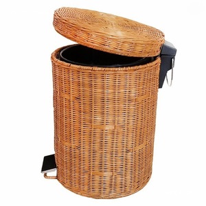Poubelle en bambou tressé avec pédale et couvercle, design créatif pour salon, chambre, cuisine, salle de bain, toilettes - Product Image 4