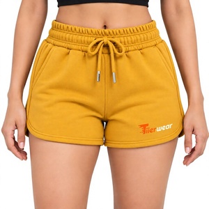 Tiierwear <b>Women's</b> High Waist Breathable Fleece <b>Sweat</b> <b>Shorts</b> with Drawstring and Pockets Plain Dyed Solid Color Casual Yellow - Product Image 1