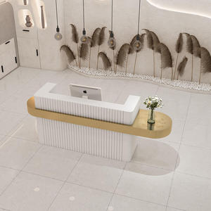 Modern Luxury pink Beauty Salon Spa Wooden <strong>Reception</strong> <strong>Desk</strong> Gold Stainless Steel Frame <strong>Front</strong> <strong>Desk</strong> <strong>Reception</strong> Counter - Product Image 6