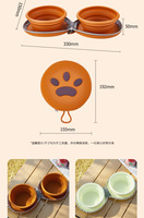 Nouveaux bols en silicone pour animaux de compagnie, pliables, double bol, design mignon en forme de patte de chat, disponibles en plusieurs couleurs, parfaits pour l'extérieur