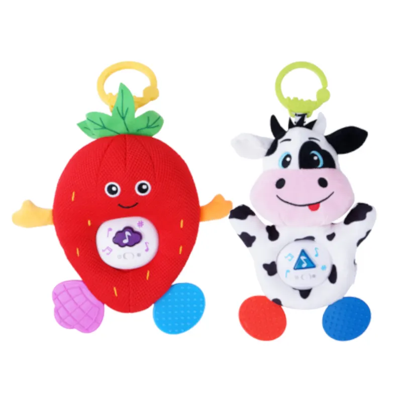 Mainan diskon besar-besaran 2023 mainan gigitan bayi silikon dengan suara buah dan hewan mainan kecil mewah plastik untuk hadiah