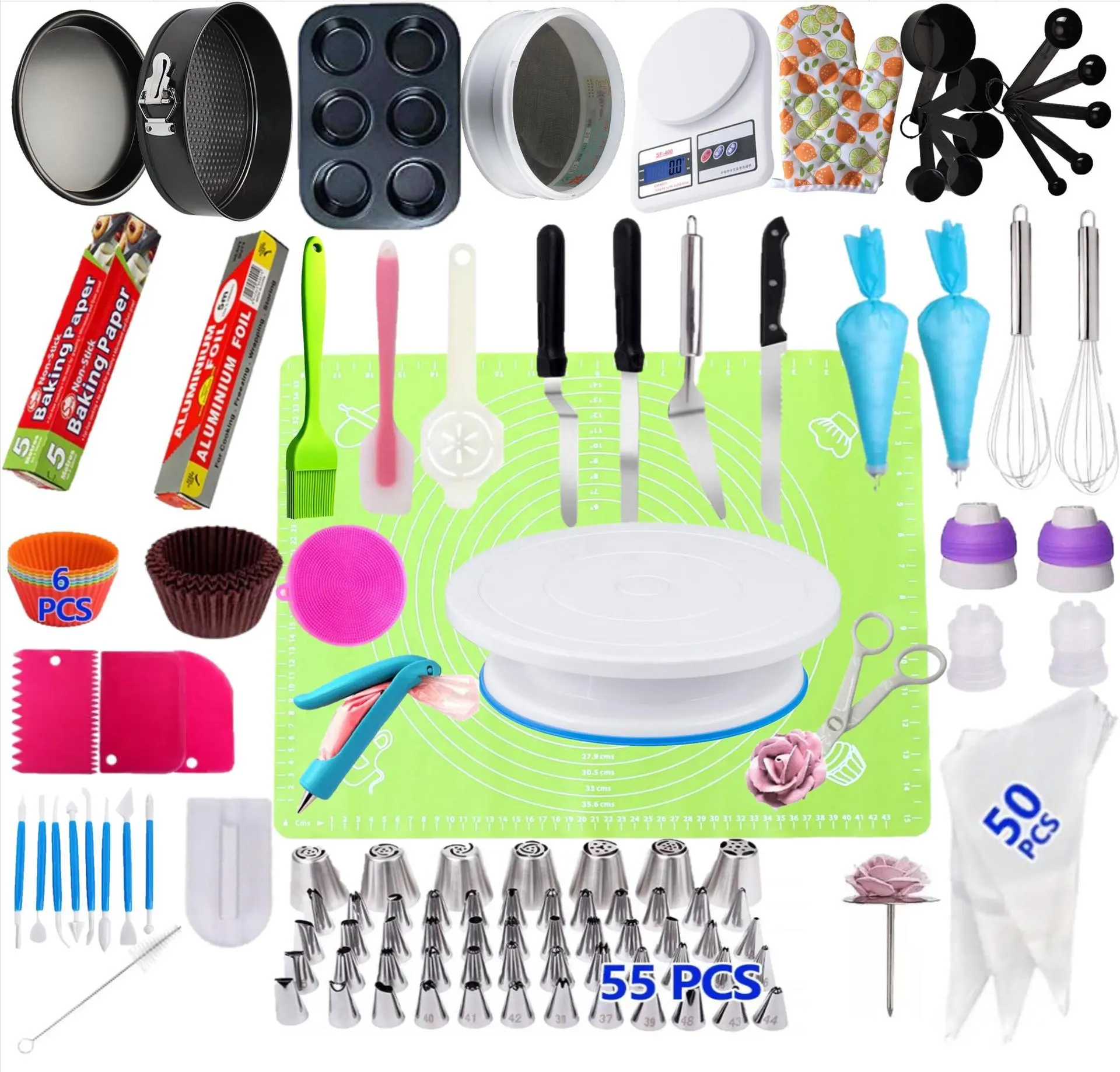 2023 Upgrade 223 PCS Beginners and Cake Lovers Baking Set for Beginners and Cake Lovers with Cake Stand Turntable