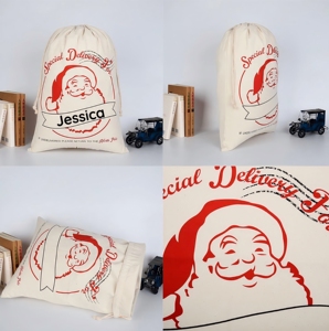 Sac de Noël personnalisé en toile Rudolph avec cordon de serrage, pochette cadeau express du Pôle Nord sur mesure pour décorations de fête - Product Image 2