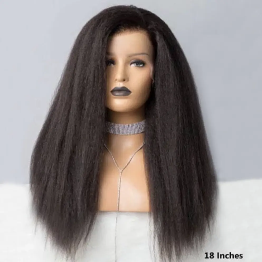 180% densité crépus droites perruques pour les femmes noires naturel vierge indien Remy perruque de cheveux humains Super Fine suisse dentelle fermeture perruque