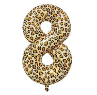 Ballon chiffre 0-9 imprimé léopard de 40 pouces, ballon en aluminium pour anniversaire sur le thème du safari sauvage
