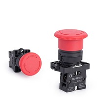 Bouton poussoir d'arrêt d'urgence en plastique, découpe de panneau de 22 mm, 1NC, déverrouillage rotatif, IP65