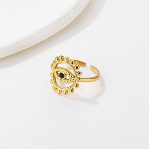 Non Tarnish Gold Plated Sun Flower Hoop Stainless Steel <b>Ring</b> Cz Zircon Eye Charm <b>Ring</b> - Product Image 5