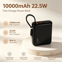 Batterie externe PD22.5W 10000mAh haute capacité, mini, ultra-fine, portable, avec affichage numérique, USB-A, USB-C, charge rapide, semi-solide