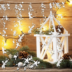 Guirnalda elegante de estrellas de mar blancas, decoración navideña costera, cadena náutica con cuentas para chimenea, repisa, bodas y fiestas. - Product Image 1