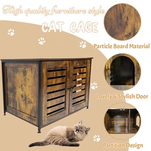 Table d'appoint <span class=keywords><strong>de</strong></span> luxe avec armoire <span class=keywords><strong>de</strong></span> <span class=keywords><strong>toilette</strong></span> pour chats et séparateur, cage en bois pour chats d'intérieur avec enclos dissimulé pour bac à litière - Product Image 2