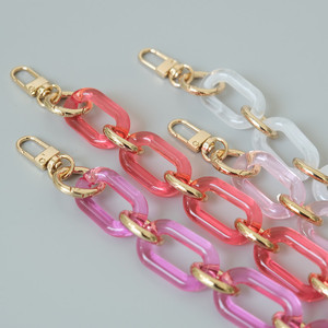Tracolla a catena in acrilico rosa trasparente per borse in plastica ornamento accessorio di ricambio borsa tracolla - Product Image 4
