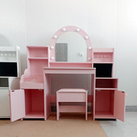 Petit bureau de maquillage pour enfants avec miroir lumineux, table de toilette moderne avec miroirs pour chambre à coucher