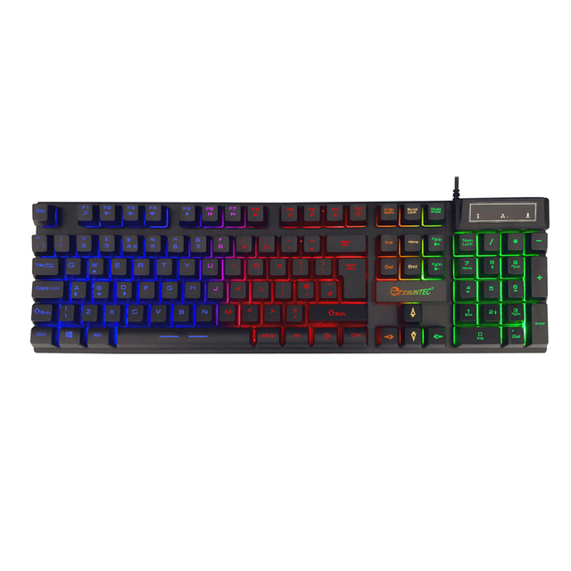 USB Wired Gaming Keyboard 104/105 Keys for Desktop/Laptop English Computer Gaming Keyboard with Colorful LED Backlit, KBL-003J