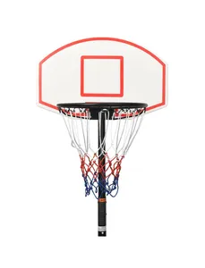 Sistema de basquete com rodas para crianças e adolescentes, suporte de basquete com altura ajustável de 165 a 205 cm