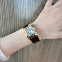 Nouvelle montre-bracelet de créateur vintage, forme irrégulière, effet or fondu, luxe Dali Paris, étanche, bracelet en cuir véritable, unisexe