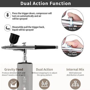 Kit de Compresor de Aerógrafo Inalámbrico Recargable Portátil con Pantalla LED, Pistola de Pulverización para Arte de Uñas, Pintura y Tatuajes, Aerógrafos Recargables - Product Image 4