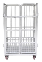Chariot logistique pliable à quatre roues robuste avec capacité de charge de 500 kg, conteneur à roulettes en métal OEM pour usage industriel