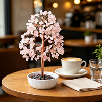 Service OEM/ODM, Ornement Moderne en Cristal de Quartz Rose Fait Main, Arbre en Pierre de Cristal pour la Décoration