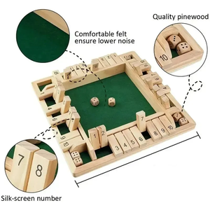 Nuovo Prodotto: Giochi da Tavolo in Legno Personalizzati con Set di Dadi Shut the Box per 4 Giocatori, per Bambini e Adulti - Product Image 4