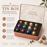 Boîte en métal pour capsules de café avec insert personnalisé pour l'emballage cadeau des capsules