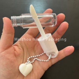 ISMAN Tube de brillant à lèvres et flacon d'huile à lèvres 6ml, rose, bleu, blanc, avec logo personnalisé, applicateur épais et grand applicateur, pour Noël, avec porte-clés Cœur - Product Image 6