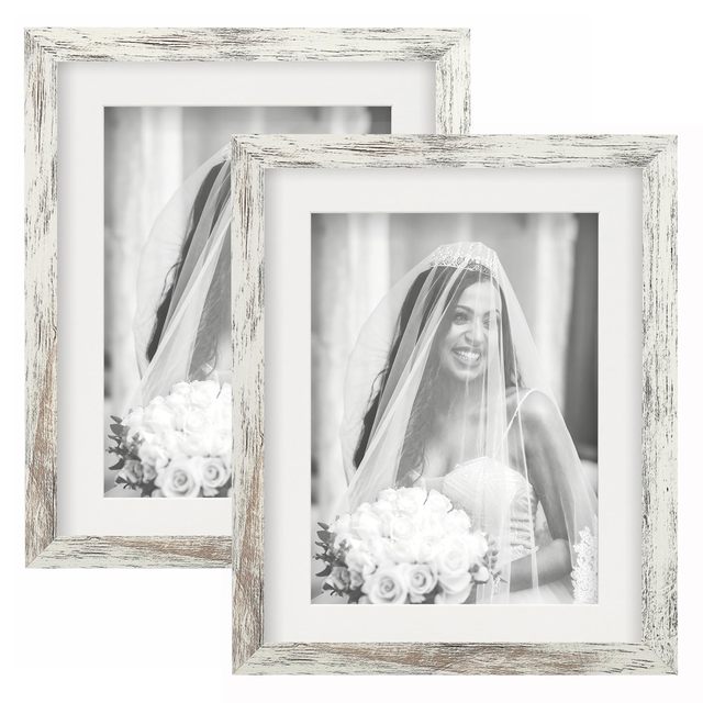Hot Selling Picture Frames Distressed White Wood Grain Engineered Wood Horizontal Photo Frame Gallery Wall Mounting