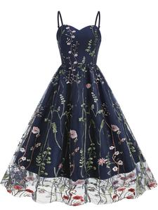 Benutzer definierte bestickte Spitze Vintage Brautjungfer ärmellose Dame Vestidos Elegante Sommer Frauen Prom Party Valentinstag Kleider - Product Image 3