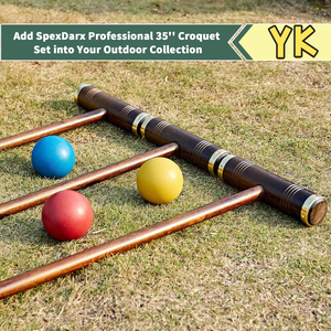 Jeu de croquet pour six joueurs avec buts en bois de qualité supérieure et balles en PE, kit de jeu pour pelouse et jardin - Product Image 3