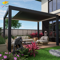 Pergola extérieure imperméable à toit pliant à lamelles rétractables électriques en aluminium de luxe, taille personnalisable